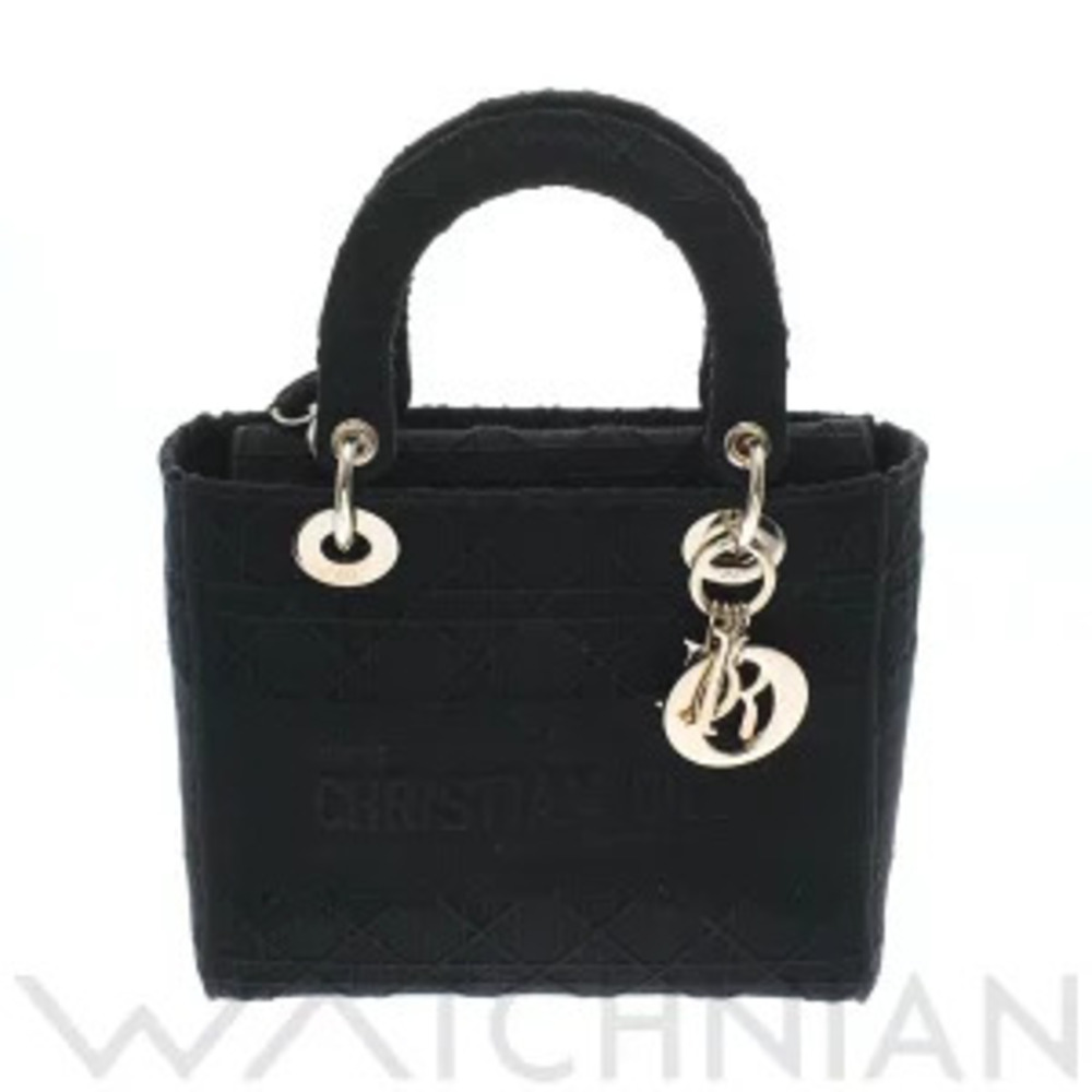 Dior LADY LITE Bag Black Canvas Handbag